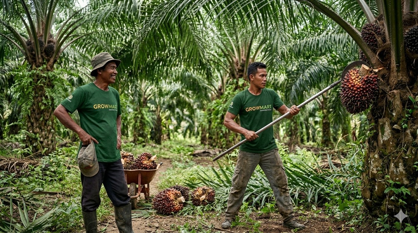 Petani Growmart di kebun sawit